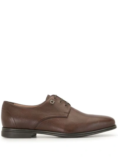 Ferragamo Calf Leather Oxford Shoes In Brown