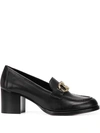 Ferragamo Rolo Loafer Pumps With Reversible Gancini Bit In Black