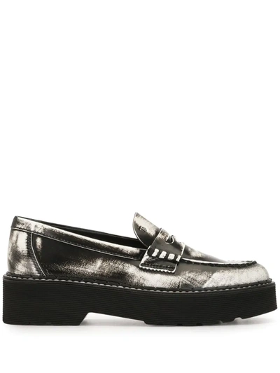 Tod's Kate Metallic Platform Loafers In Black