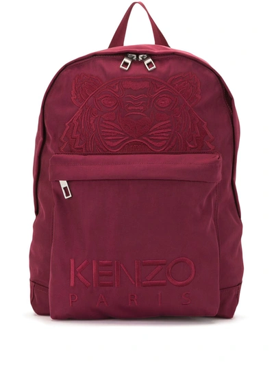 Kenzo Purple Canvas Kampus Tiger Backpack In Red