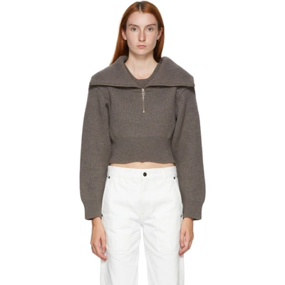 Jacquemus La Mille Risoul Taupe Cropped Merino Wool Jumper In Brown