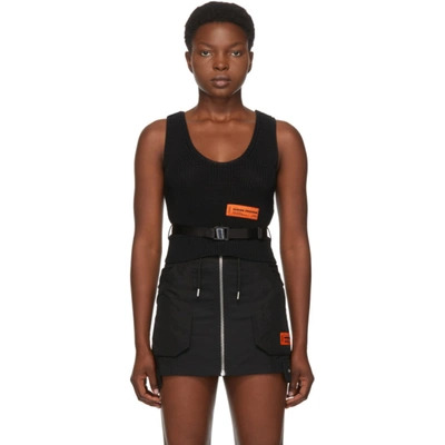 Heron Preston Belted Knit Crop Top In Black