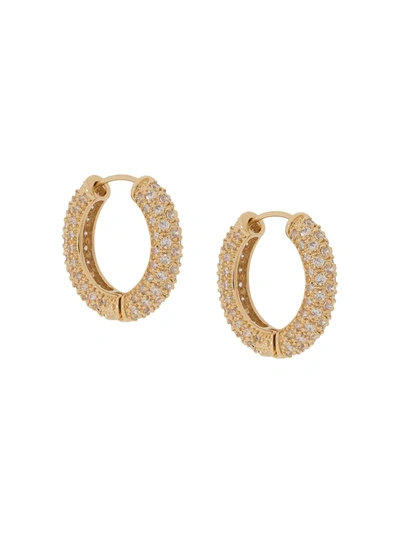 Numbering Pavé Hoop Earrings In Gold