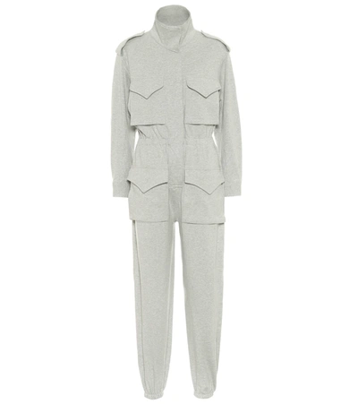 Norma Kamali Patch-pocket Cotton-blend Jersey Jumpsuit In Grey