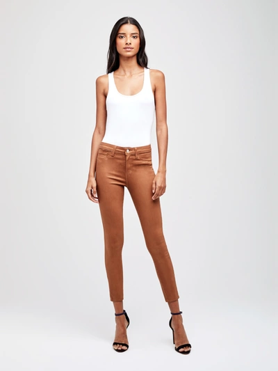 L Agence Margot High-rise Coated Skinny Jeans In Java Coated