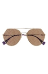 Fendi Eyeline 55mm Sunglasses In Gold/ Decor Gold