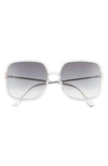 Dior Stellair 59mm Square Sunglasses In Crystal/ Grey Gradient