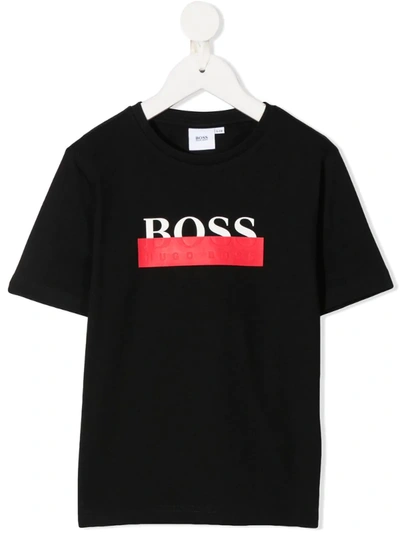 Hugo Boss Kids' Logo Print T-shirt In Black