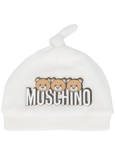Moschino Babies' Toy Bear Beanie In White