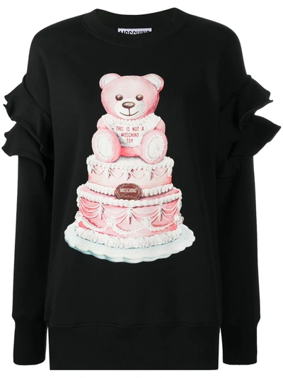 Moschino Cake Teddy Bear Cotton Sweatshirt In White
