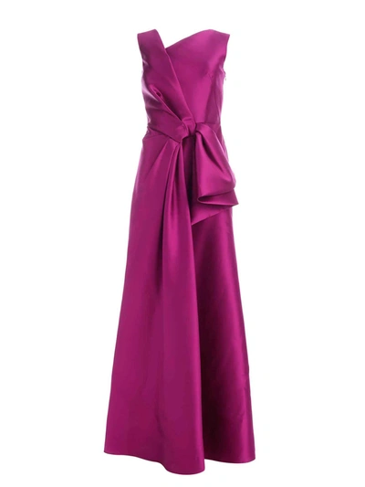 Alberta Ferretti Long Fuchsia Dress Featuring Front Bow