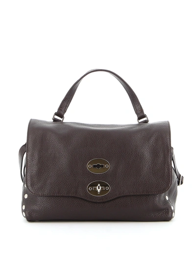 Zanellato Postina Daily M Model Shoulder Bag In Dark Brown Hammered Leather In Dolceamaro
