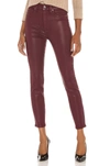 7 For All Mankind Coated High-waisted Cargo Skinny Jeans In Wine