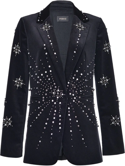 Pinko Crystal-embellished Blazer In Black