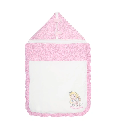 Monnalisa X Disney Baby Cotton-jersey Bunting Bag In Pink