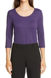 Hugo Boss Scoop Neck Stretch Jersey Top In Grape