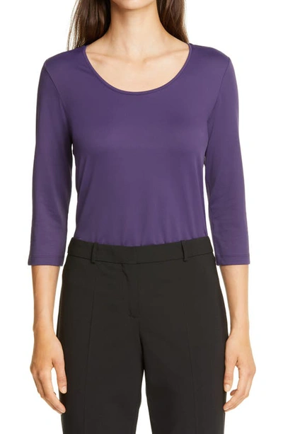 Hugo Boss Scoop Neck Stretch Jersey Top In Grape