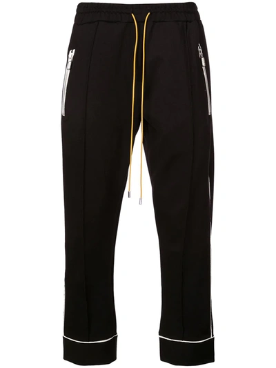 Rhude Contrasting Trim Track Trousers In Black
