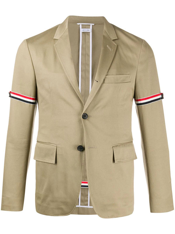Thom Browne RWB-stripe single-breasted blazer - Neutrals