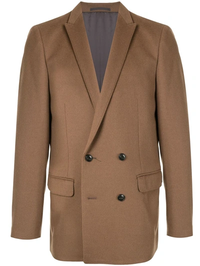Kolor Knitted Double Breasted Blazer In Brown