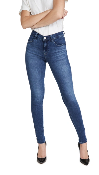 J Brand Sophia Mid Rise Super Skinny Jeans In Intrepid In Blue