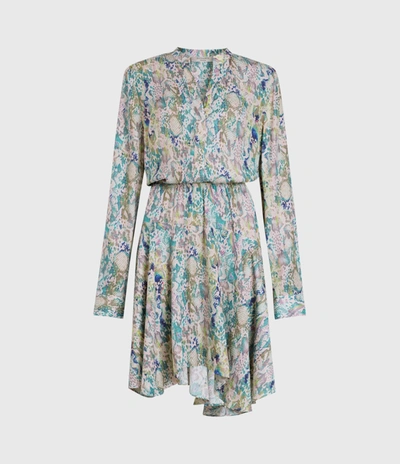 ALLSAINTS MARTINA MASALA PRINTED SMOCKED WAIST DRESS WD478S