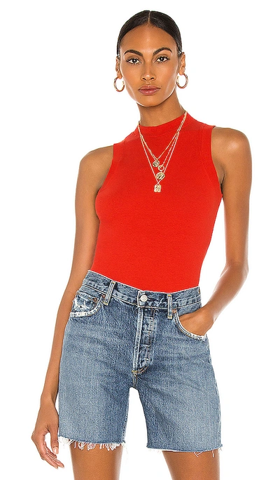 Nsf Novah Mock Neck Top In Passion Red