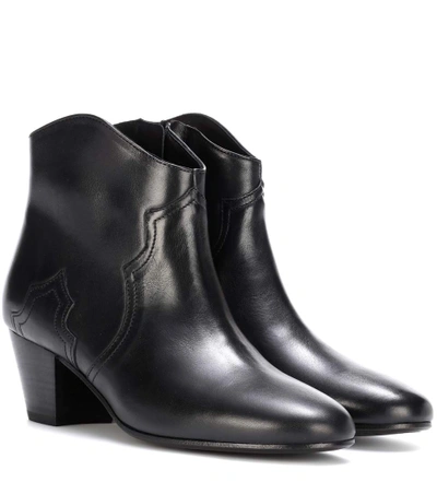 Isabel Marant Dewina Leather Western Ankle Boots In Black