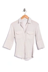 James Perse Contrast Ribbed Surplus Shirt In Salt