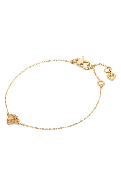 Kate Spade Gold-tone Pave Flower Link Bracelet In Clear/ Gold