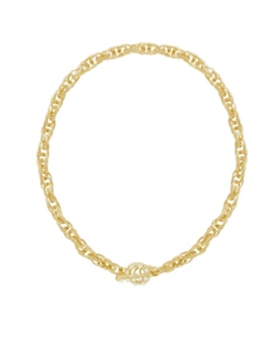 Ettika Golden 18k Gold Plated Chain Rope Necklace With Pearl Toggle