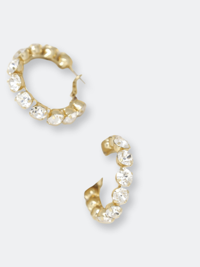 Ettika Small Crystal And 18k Gold Warrior Hoop Women's Earrings