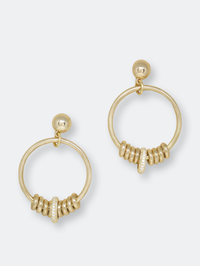 Ettika Sliding Charms Cubic Zirconia Hoop Earrings In Gold