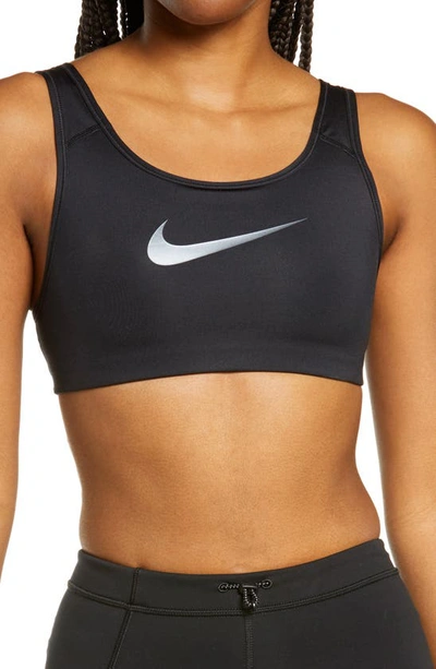 Nike Dri-fit Swoosh Racerback Sports Bra In Black