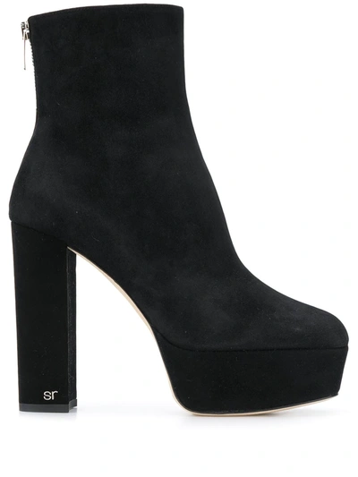 Sergio Rossi Chunky Heel Ankle Boots In Black