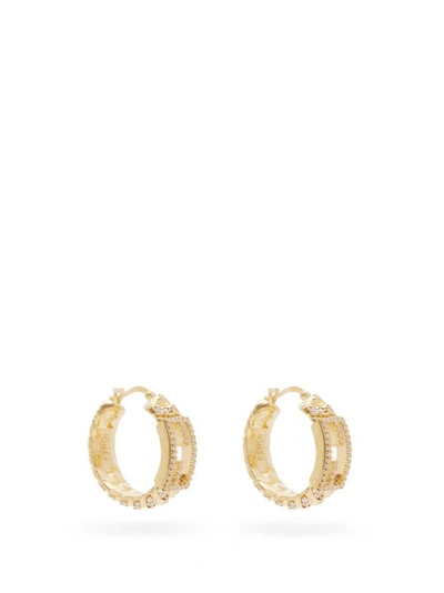 Fendi Gold-tone Crystal Logo Hoop Earrings