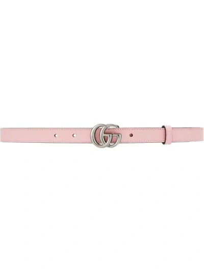 Gucci Leather Belt With Double G Buckle In Pink