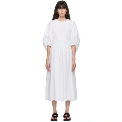 Cecilie Bahnsen Mette Lace-trimmed Cotton Midi Dress In White