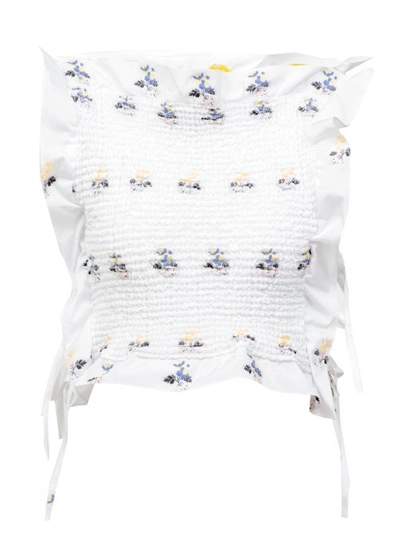 Cecilie Bahnsen Michelle Smocked Floral-jacquard Camisole In White