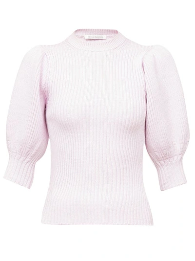 Cecilie Bahnsen Maddy Puff-sleeve Ribbed-knit Sweater In Baby Pink
