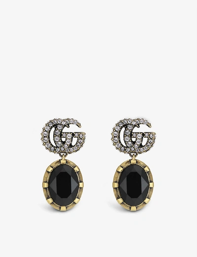 Gucci Marmont Crystal And Gold-tone Brass Earrings