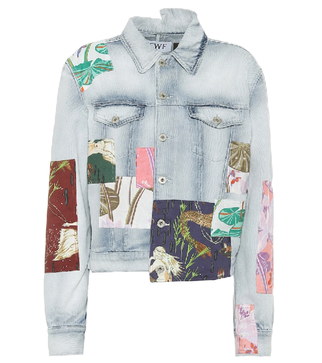 Loewe 'paula's Ibiza' Asymmetric Graphic Print Patch Denim Jacket