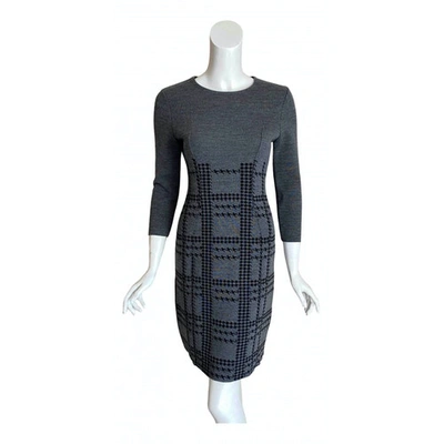 Pre-owned Dior Wool Mini Dress In Grey