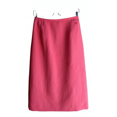 Pre-owned Burberry Linen Maxi Skirt In Pink