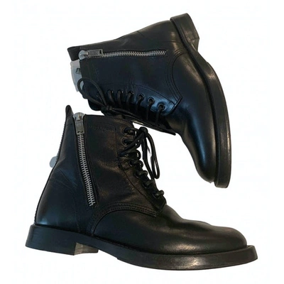 Pre-owned Saint Laurent Leather Biker Boots In Black