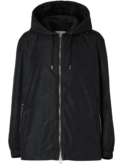 Burberry Stretton Logo-jacquard Shell Hooded Jacket In Black
