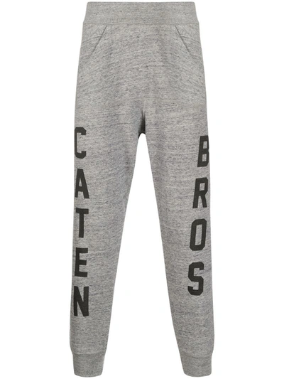 Dsquared2 Slogan Cotton Track Pants In Grey