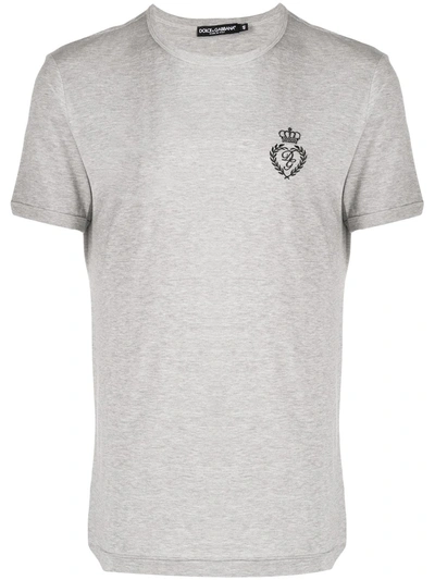 Dolce & Gabbana Embroidered Logo T-shirt In Grey