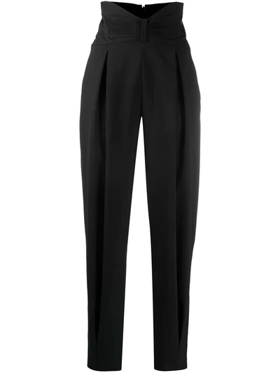 Red Valentino Women's High-waisted Stretch-wool Cropped Pants In Black