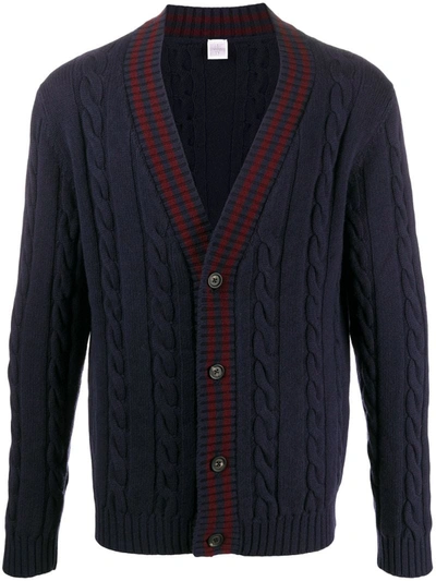 Eleventy Cable-knit Wool Cardigan In Blue